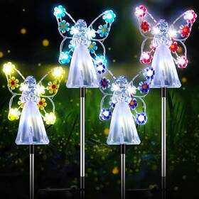 Tujoe 339049512382 4 Pieces Solar Angel Stake Lights Multicolor Led Garden Decorations Multic