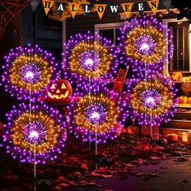 B0fb32d836 Tujoe 6 Pcs Mardi Gras Solar Firework Lights Outdoor Garden 120 Led