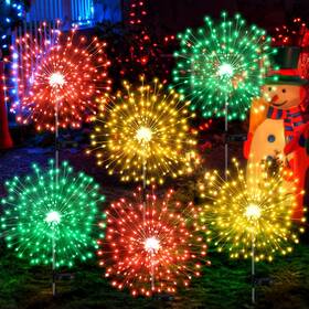 B0fh6nftvn Tujoe 6 Pcs Mardi Gras Solar Firework Lights Outdoor Garden 120 Led
