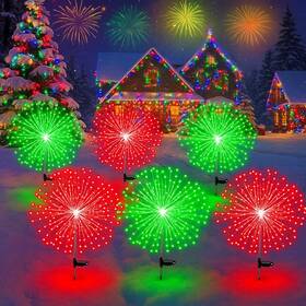 B0fhh55f8l Tujoe 6 Pcs Christmas Solar Firework Stake Lights 180 Led 8 Modes Waterproof
