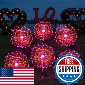 B0g5n6c7qn Tujoe 6 Pcs Valentines Day Solar Firework Lights Outdoor Garden 12
