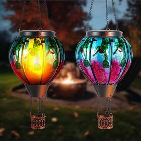 Sew-tujoe-2276 Tujoe 2 Pcs Glass Hot Air Balloon Solar Lantern With Flickering Flame Humming
