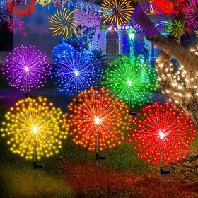 Sew-tujoe-321 Tujoe 6 Pcs Solar Firework Stake Lights 180 Led 8 Modes Waterproof Sparkl