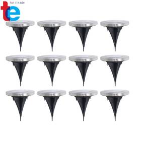 Turitrade Tr77402 Solar Ground Lights 8 Led Garden Powered Warm White 12 Packs