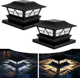 Tw Shine 313100421485 2 Pack Solar Outdoor Fence Post Lights Modes Cap Waterpr