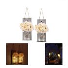 Ty181212 Mason Jar Sconce With Led Fairy Lights And Flowers Rustic