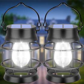 Ubright 713924826976 2 Pack Solar Lantern Lights Outdoor Waterproof Metal Hanging Li