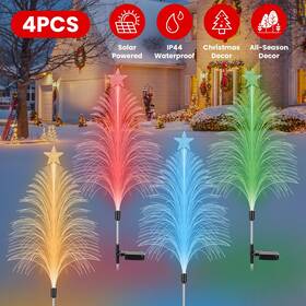 H1900-150 Una1 Color Changing Solar Christmas Tree Lights Outdoor Cedar Topper Star Waterproof