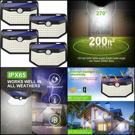 Unbradned 701256875526 Solar Lights Outdoor Led Light Reflector 3 Lighting Modes Motion Sensor X4