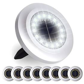 Upperosey 785691165930 Solar Ground Light 8 Packs Upgraded 16-leds Outdoor Cool White -