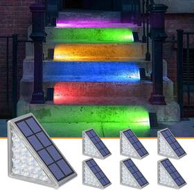 Abe110-a  Us Solar Step Lights For Outside 6 Pack Rgb Solid Color Changing Stair