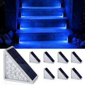 Hwl688  Us Luces Solares Para Escalones De Exterior Paquete 8 Led Azules Esc