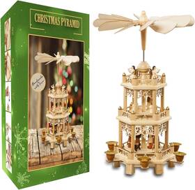 Usa Supreme 723548012372 German Christmas Decoration Pyramid 18 Inches Nativity Scene. Holiday Wood