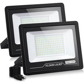 100w Valytime 790832314986 Led Flood Light Outdoor 2 Pack 10000lm Ip66 Waterproof Daylight White For