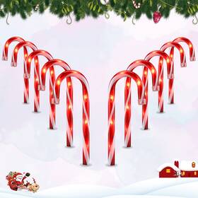 Hch-50 Vcoken Hch-50/1fd39 10ftft Christmas Candy Cane Pathway Markers Lights - Set Of 10 Stakes