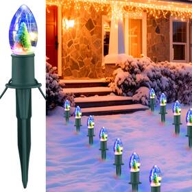 Rkpo-ul0351500ip44-1 Vcoken Christmas Pathway Lights Outdoor 24.5ft Connectable C9 Walkway