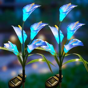 Socalla001 Veesee 2 Packs Upgrade Solar Calla Lily Lights Outdoor Garden Stake Light Color Chan