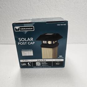 1002964063 Veranda Black Solar Powered Post Cap Led Light For Deck Or Fence 4 Inch X