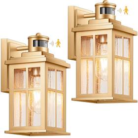 V81472gd Vianis 2 Pack Motion Sensor Outdoor Wall Lights Modern Gold 2-pack