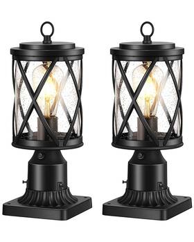 V82352bk Vianis Black Post Lights Outdoor 2 Pack Light Dusk To Dawn Waterproof Outside