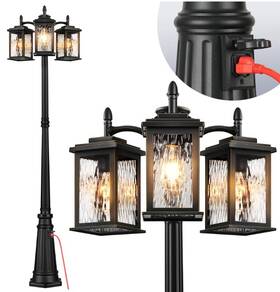 V86013e Vianis Outdoor Lamp Post Light With Outlet Waterproof Dusk To Dawn