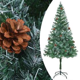 3077528 Vidaxl Artificial Pre-lit Christmas Tree With Ball Set And Pinecones Xmas