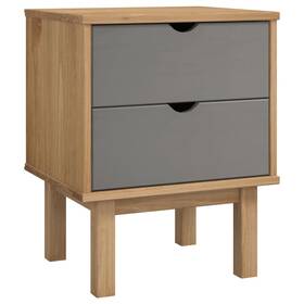 348577 Vidaxl Trendy Scandinavian Bedside Cabinet In Rustic Brown Or Gray