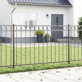 42003909 Vidaxl Garden Fence Decorative Patio Fencing Border Barrier Edging Steel Black