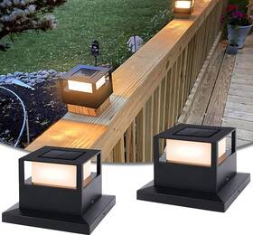 Viewsun 746131397083 Solar Post Lights 2 Pack Outdoor Garden Powered Fence Cap