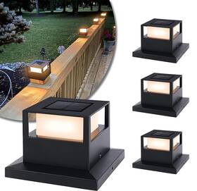 Viewsun 746131397090 4 Pack Solar Post Lights Outdoor Garden Powered Fence Cap