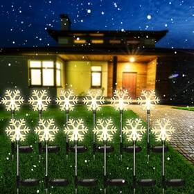 Anb-vihose-0912 Vihose 12 Pcs Solar Christmas Snowflake Pathway Led Landscape Lights Decorati