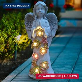 Vioyouns 724901705931 Angel Solar Garden Outdoor Statues With Succulent Plants And 6 Led Lights- Outsi
