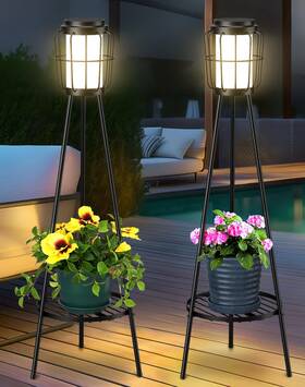 Visflair 705354020406 2 Pack Solar Lights With Plant Stand Floor Lamps Waterproof Powere