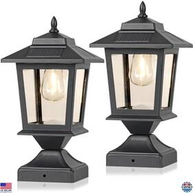 Spcl002 Visit The Derynome Store Waterproof Solar Post Cap Lights For 4x4 Wooden Posts - 2 Pack Matte Black