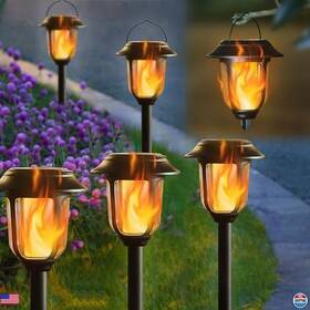 B0cs6796js Visit The Dynaming Store 6-pack Solar Flickering Flame Lights - Waterproof Auto On/off Lanterns