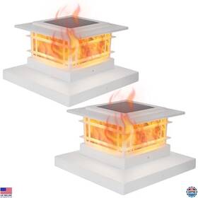 Zt23486s-bk-2 Visit The Dynaming Store Solar Post Cap Lights - 2 Pack Flickering Flame Fits 4x4 And 5x5 Posts