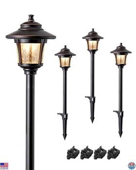 Hgsl34a Visit The Edishine Store Low Voltage 12v 3w Led Landscape Path Lights 3000k Seed Glass 4 Pack