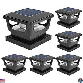 Scus-ws158-6b Visit The Fvtled Store Solar Post Cap Lights 6 Pack Ip65 Waterproof Cool White 6500k Fits