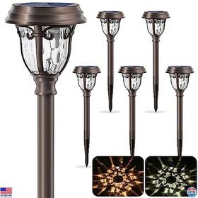 Visit The Leidrail Store Ld017z-6pk 6 Pack Solar Pathway Lights Led Glass Metal Garden Decor 2 Modes