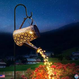 B09cyp8jgt Visit The Lureshine Store Large Outdoor Solar Watering Can Lantern - Waterproof Led Metal Kettle Lights