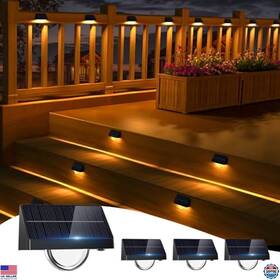Tj02-8 Visit The Sununiny Store Rgb Solar Step Lights - 4 Pack Color-changing Waterproof Outdoor Stair