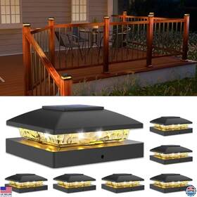21263zm Visit The Volisun Store 4x4 Solar Post Cap Light - 6 Pack Waterproof Black Powered