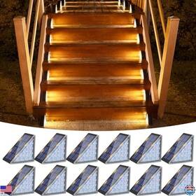 21314zm Visit The Volisun Store Solar Step Lights - 12 Pack Waterproof Ip67 Led Stair 80 Lumen