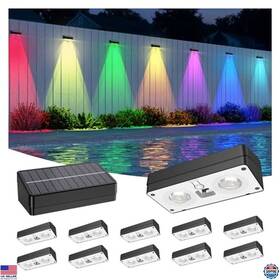 Ip65 Visit The Zcxlight Store Zcxlight003 12 Pack Solar Fence Lights Waterproof 10 Colors Modes For Outdoor