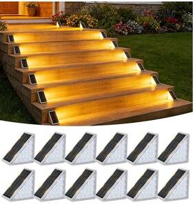 21159zm Volisun Outdoor Stair Lights 12 Pack Solar Step Waterproof Warm And Cool Light