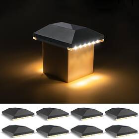 21289zm Volisun 4x4 Solar Fence Post Lights Outdoor 8packpost Cap Light For Wooden/vinyl Pos