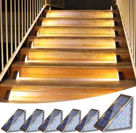 21309zm Volisun Solar Step Lights Outdoor Waterproof Led Stair 6 Pack Brown