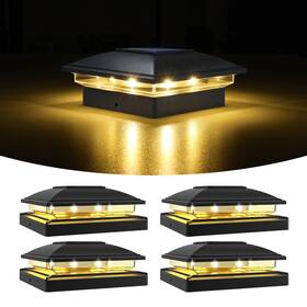 21519zm Volisun Solar Post Cap Light Outdoor Waterproof 4pack Fence - Lights For 4x4 5x5 6x6
