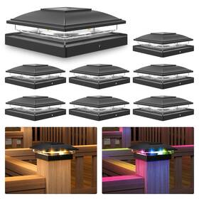 21583zm Volisun Solar Post Cap Light Outdoor Waterproof Rgb Color Changing - Fence Pos