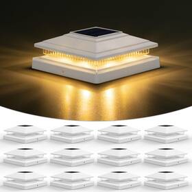 21639zm Volisun Solar Fence - Post Lights Cap Light Outdoor Waterproof 12pack White